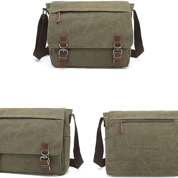 Canvas Vintage Messenger Bag Shoulder bag Leather Large Travel Crossbody bags fo - Picture 2 of 7